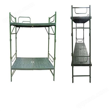 折叠桌椅床 野营钢塑二折折叠床军绿色双层行军床多功能便携式救灾床军绿色山丘